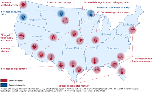 Map of climate impacts across the U.S.