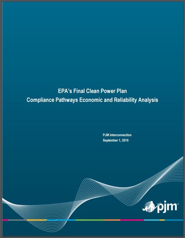 Cover of a report: EPA's Final Clean Power Plan Compliance Pathways Economic and Reliability Analysis 