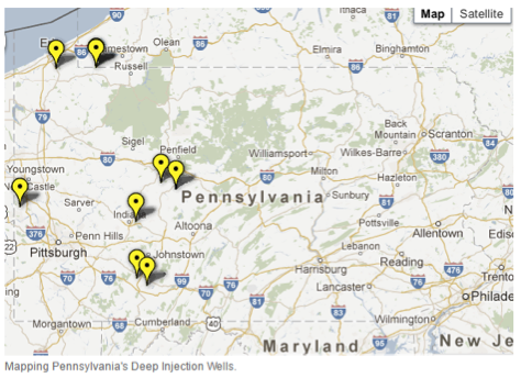 Figure 2: Mapping of Pennsylvania's Deep Injection Wells