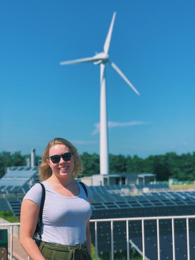 FREA has a small demonstration site that contains a windmill, solar farm, and hydrogen energy turbine. These technologies work together to supply energy to the research facilities. (Photo of the author) 