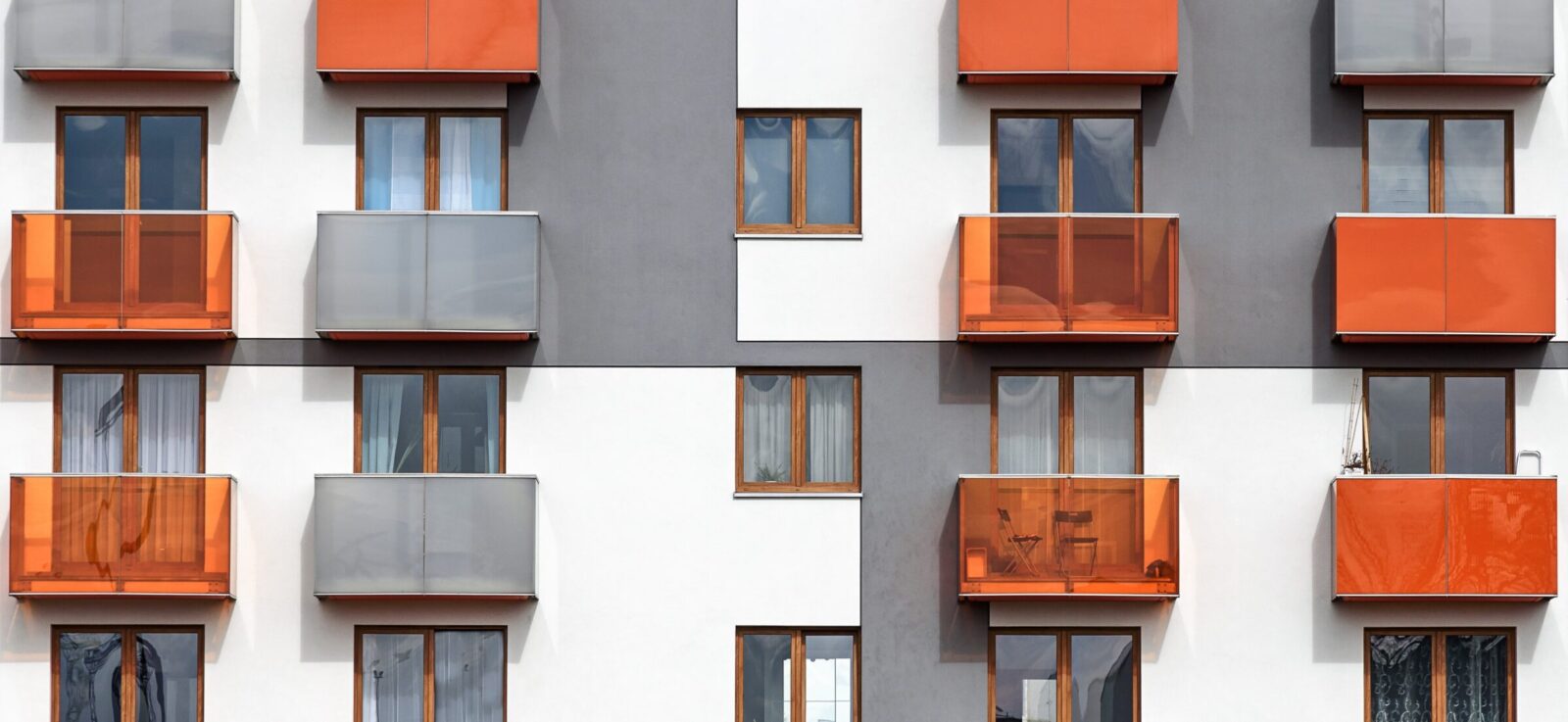 A close up image of balconies in an apartment complex