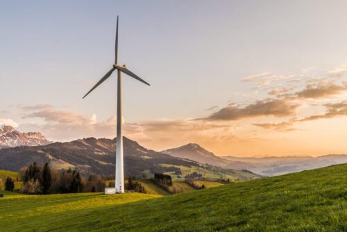 White Windmill in a field