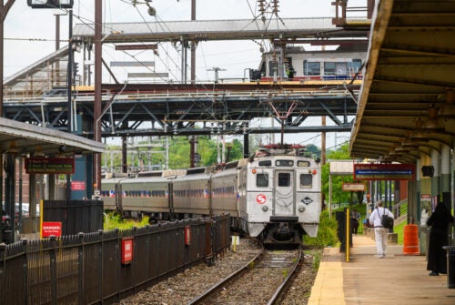 SEPTA Silverliner IV MU 280 with the Reading Scheme on the Norristown Line in Norristown PA